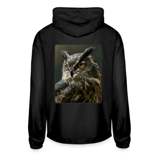 Eurasian Eagle Owl Portrait Design - Unisex Lightweight Windbreaker Jacket