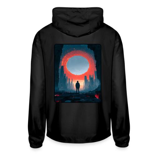 Cosmic Portal Future City Design - Unisex Lightweight Windbreaker Jacket