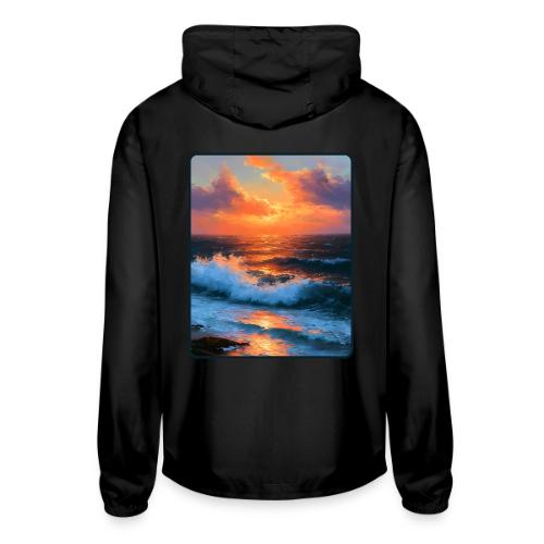 Sunset Storm Waves Oil Painting - Unisex Lightweight Windbreaker Jacket