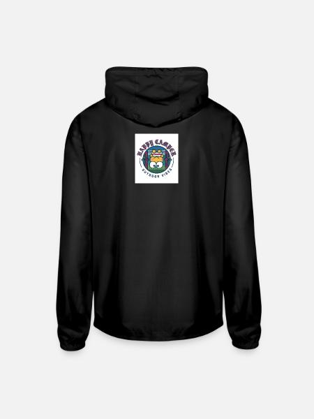 Happy Camper Outdoor Vibes Badge - Unisex Lightweight Windbreaker Jacket - black - Back