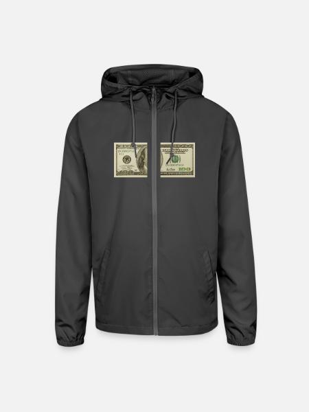 $100. Bill front Horizontal - Unisex Lightweight Windbreaker Jacket - graphite - Front