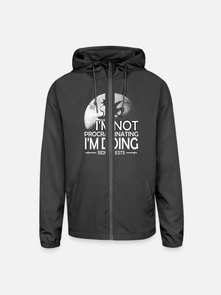 I'm Not Procrastinating I'm Doing Side Quests - Unisex Lightweight Windbreaker Jacket - graphite - Front