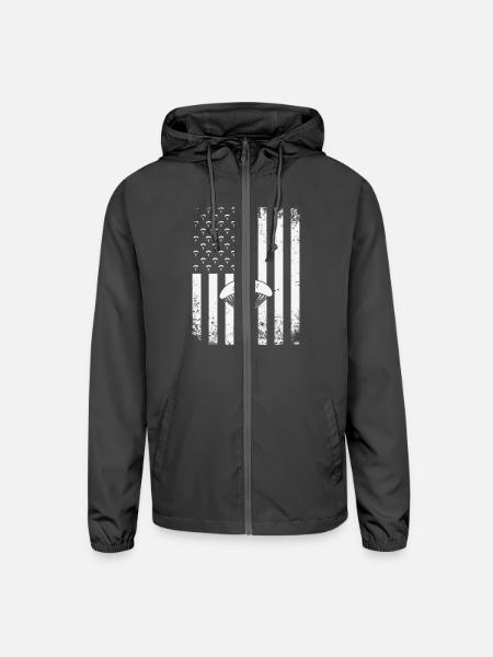Skydiving, american flag, the best hobby - Unisex Lightweight Windbreaker Jacket - graphite - Front