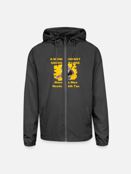 This womens shih tzu dog - Unisex Lightweight Windbreaker Jacket - graphite - Front