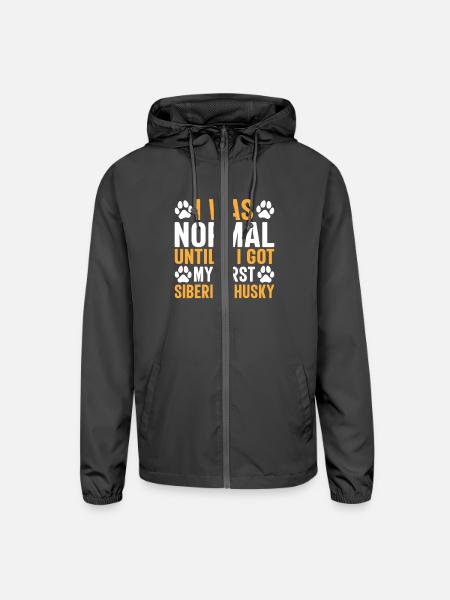 Siberian Husky Funny Saying I Was Normal Until - Unisex Lightweight Windbreaker Jacket - graphite - Front