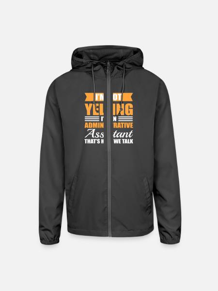 I'm Not Yelling I'm A Administrative Assistant - Unisex Lightweight Windbreaker Jacket - graphite - Front