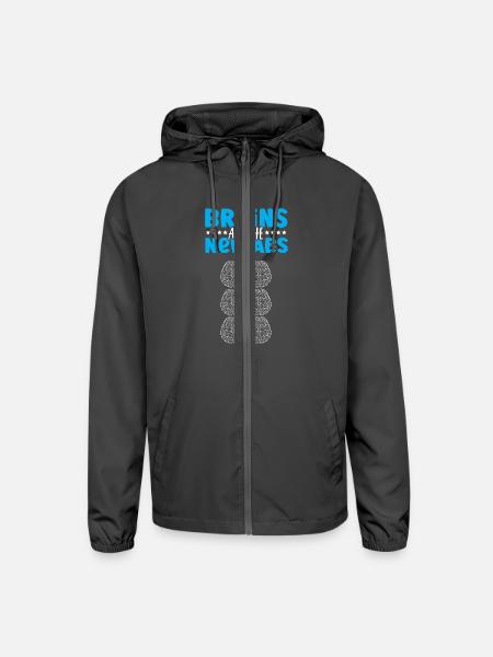 Brains Are The New Abs Neuroscience Neuroscientist - Unisex Lightweight Windbreaker Jacket - graphite - Front