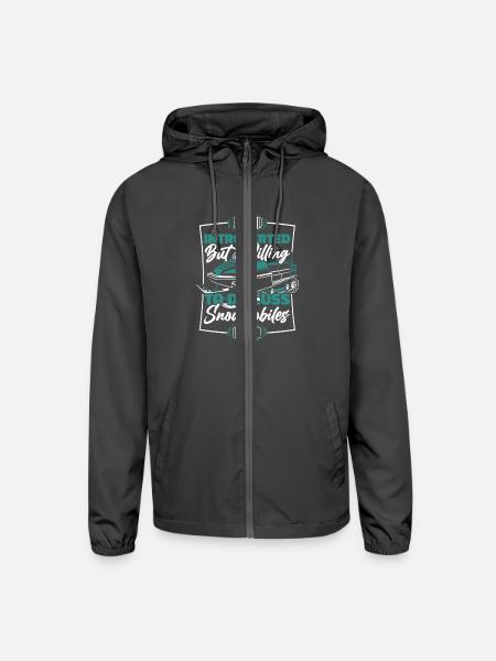 Introverted But Willing To Discuss Snowmobiles - Unisex Lightweight Windbreaker Jacket - graphite - Front