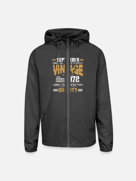 Vintage Aged To Perfection September 1972 - Unisex Lightweight Windbreaker Jacket - graphite - Front