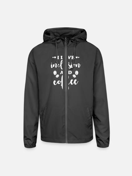 I Love Inclusion and Coffee - Unisex Lightweight Windbreaker Jacket - graphite - Front