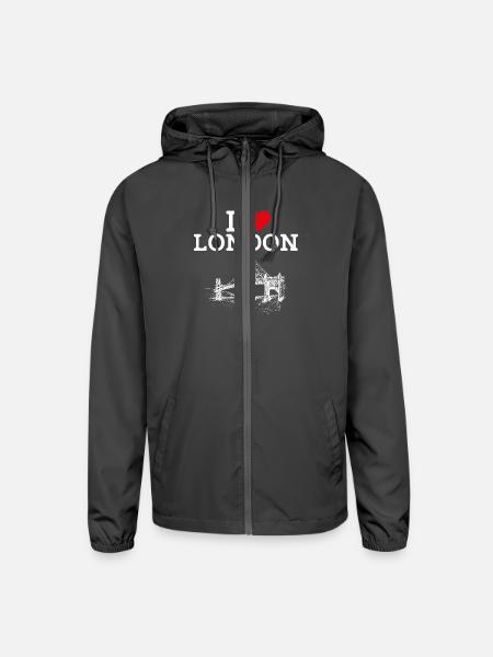 I Love London Golden Gate Bridge France Paris Love - Unisex Lightweight Windbreaker Jacket - graphite - Front