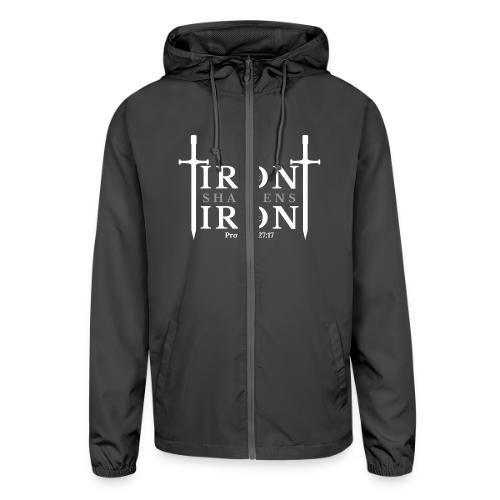 Iron Sharpens Iron - Proverbs 27:17 (White & Grey) - Unisex Lightweight Windbreaker Jacket