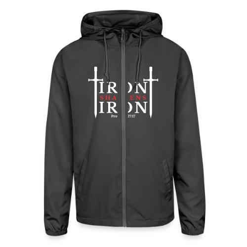 Iron Sharpens Iron - Proverbs 27:17 (White & Red) - Unisex Lightweight Windbreaker Jacket