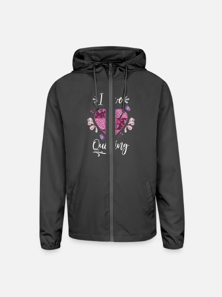 Quilting I Love Quilting Quilter Gift - Unisex Lightweight Windbreaker Jacket - graphite - Front