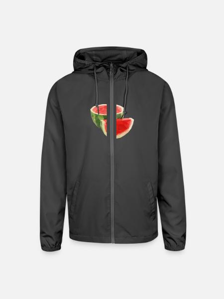 lowpoly watermelon fruit - Unisex Lightweight Windbreaker Jacket - graphite