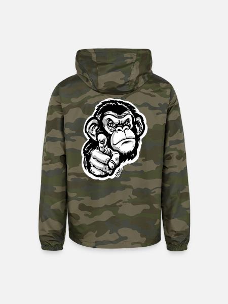 Pointing Primate Attitude - Unisex Lightweight Windbreaker Jacket - green camo - Back