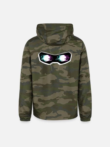 Neon Glitch Goggles - Unisex Lightweight Windbreaker Jacket - green camo - Back