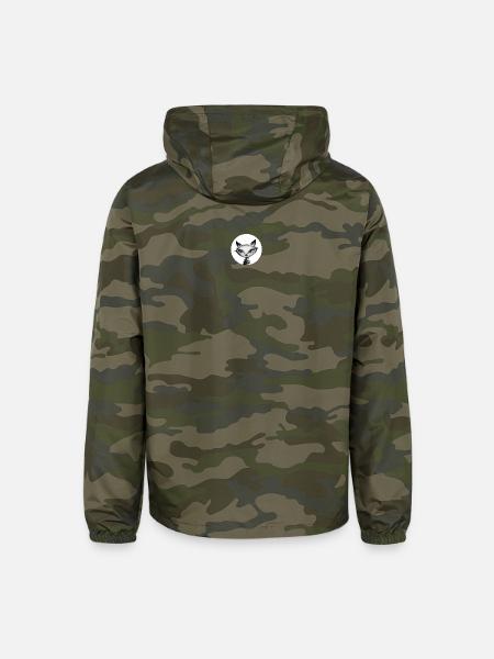 Whimsical Cat Bead Portrait - Unisex Lightweight Windbreaker Jacket - green camo