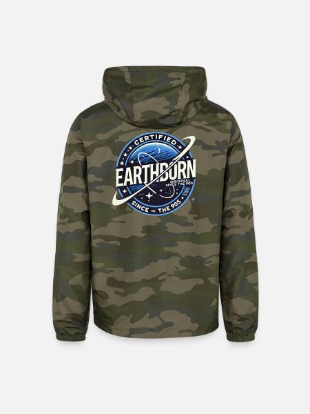 Earthborn Orbit Vintage Logo - Unisex Lightweight Windbreaker Jacket - green camo - Back