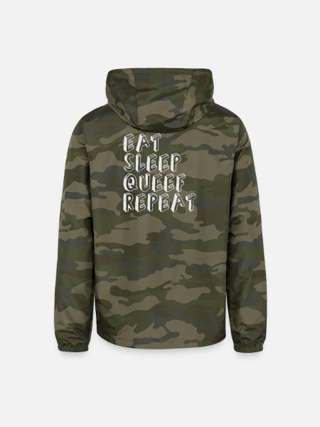 Eat Sleep Queef Repeat - Unisex Lightweight Windbreaker Jacket - green camo