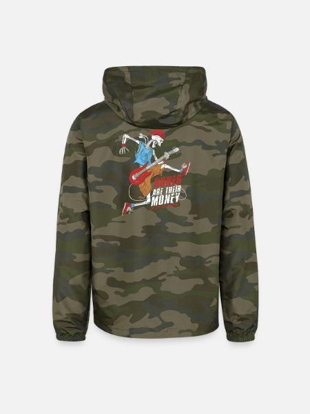 Skeleton Rocker: Guitar in Motion - Unisex Lightweight Windbreaker Jacket - green camo - Back