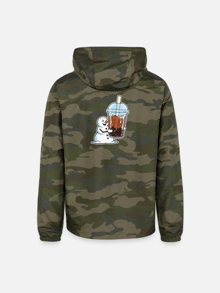 Snowman Bubble Tea Cup - Unisex Lightweight Windbreaker Jacket - green camo
