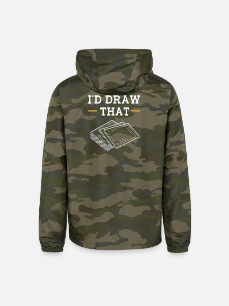 Card Player Trading Card Game - Unisex Lightweight Windbreaker Jacket - green camo - Back