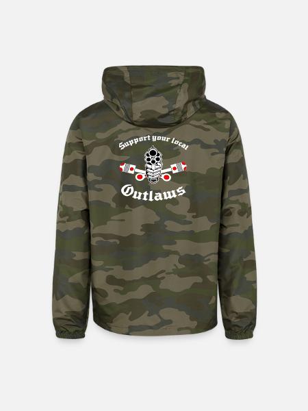 Support Local Outlaws Emblem - Unisex Lightweight Windbreaker Jacket - green camo