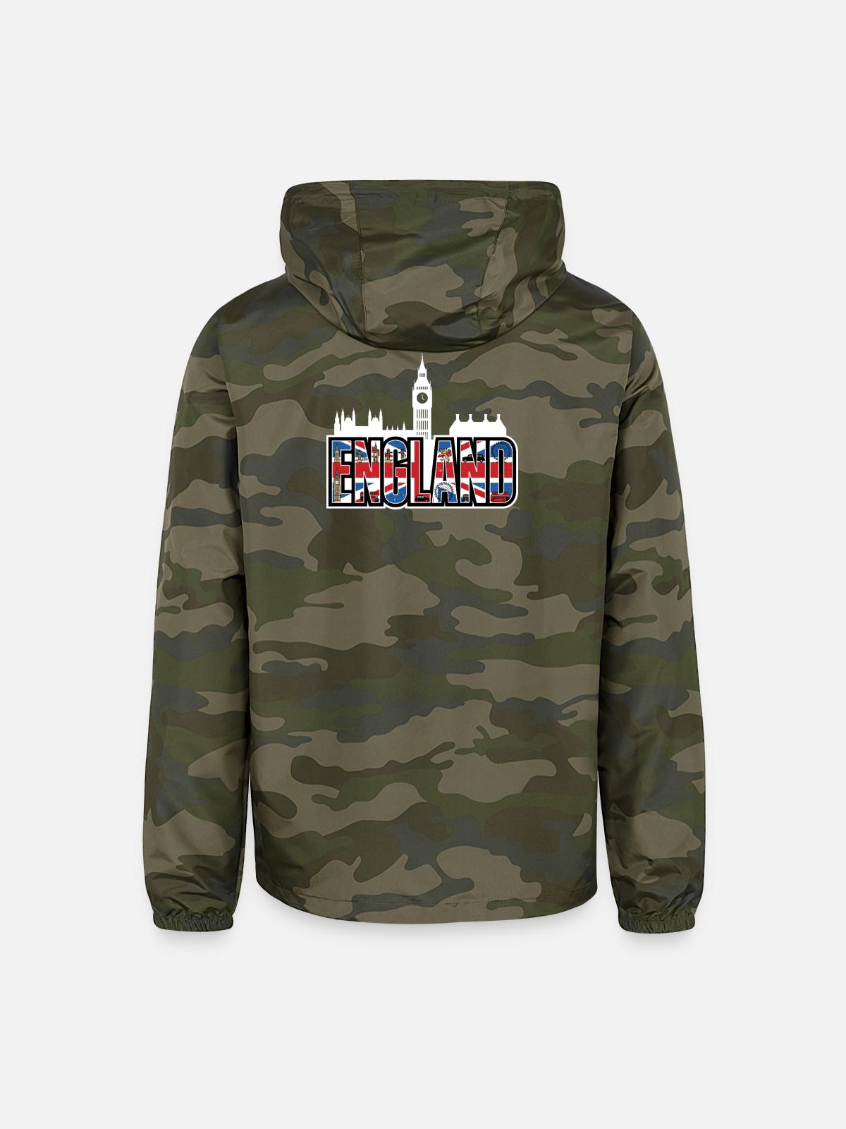 England - Unisex Lightweight Windbreaker Jacket - green camo - Back