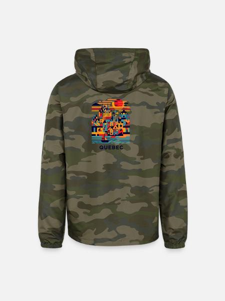 Quebec Prism Cityscape - Unisex Lightweight Windbreaker Jacket - green camo - Back