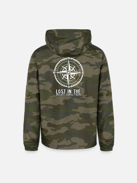 Lost In The Right Direction - Unisex Lightweight Windbreaker Jacket - green camo - Back