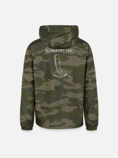 Windsurfer Surfboard Windsurfing - Unisex Lightweight Windbreaker Jacket - green camo - Back