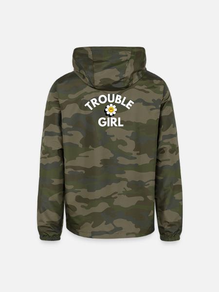 Trouble Girl Daisy Smile - Unisex Lightweight Windbreaker Jacket - green camo
