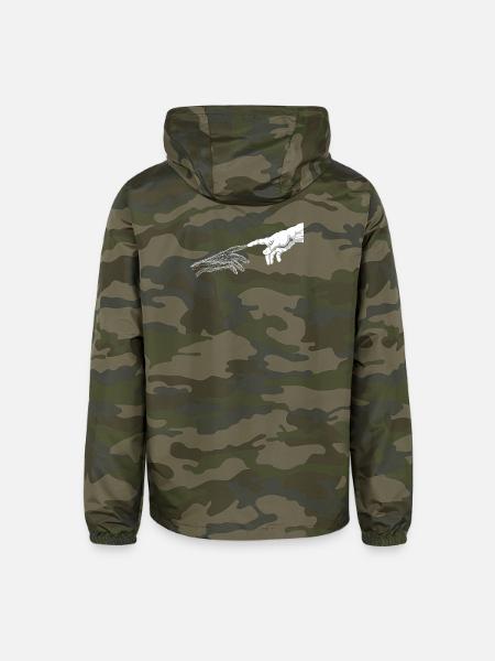 Human and Digital Reach - Unisex Lightweight Windbreaker Jacket - green camo - Back