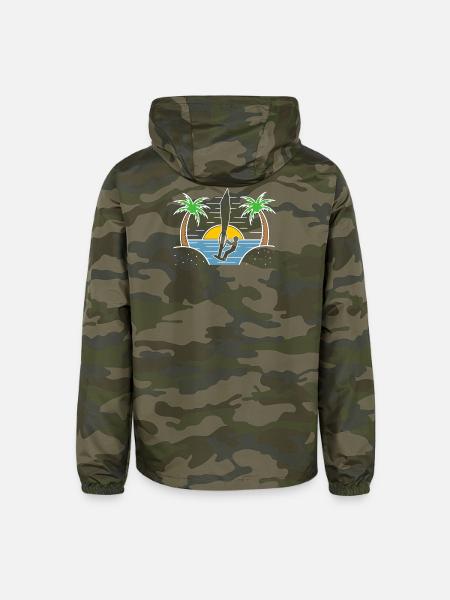Beach Water Sports Windsurfing - Unisex Lightweight Windbreaker Jacket - green camo - Back