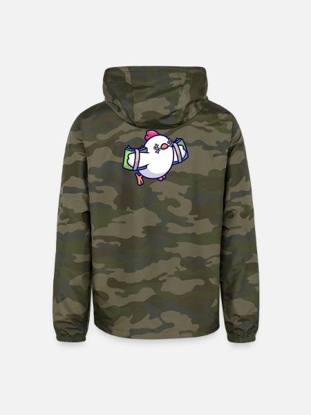 Cashwing Chicken - Unisex Lightweight Windbreaker Jacket - green camo - Back