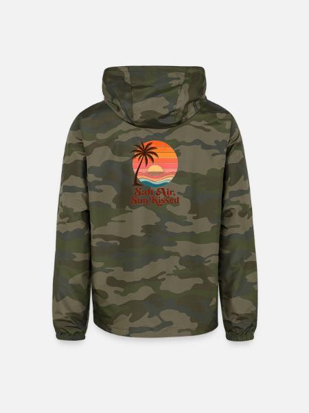 Salt Air Sun-Kissed Sunset - Unisex Lightweight Windbreaker Jacket - green camo - Back