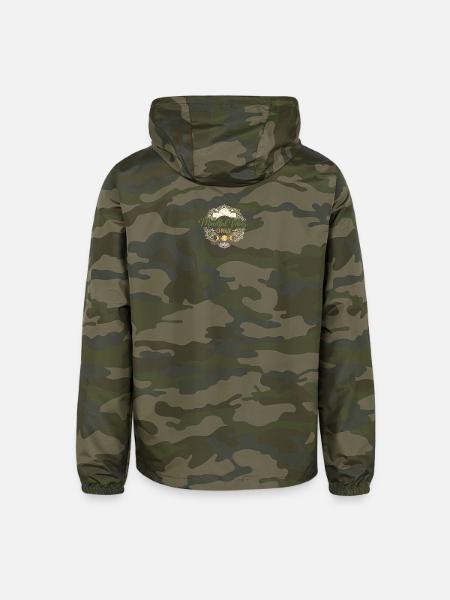 Mindful Vibes Mandala Lotus - Unisex Lightweight Windbreaker Jacket - green camo - Back