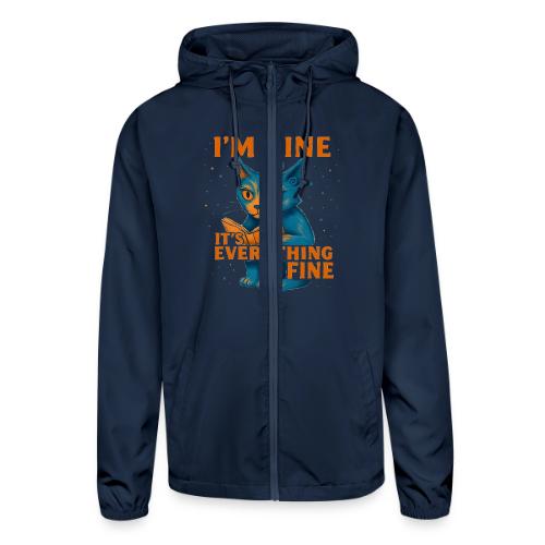 Funny Cat I’m Fine It’s Everything Fine– Retro tee - Unisex Lightweight Windbreaker Jacket