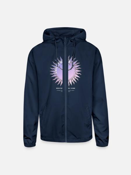 SmileyWorld Smiling Sun In Purple - Unisex Lightweight Windbreaker Jacket - navy