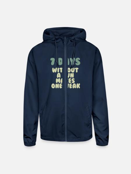 7 Days Without a Pun Makes One Weak Funny Pun - Unisex Lightweight Windbreaker Jacket - navy - Front