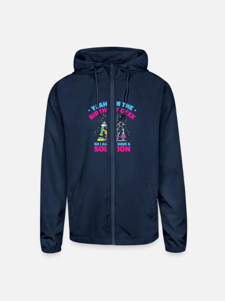 Science Theme Birthday Party Chemistry Scientist - Unisex Lightweight Windbreaker Jacket - navy - Front