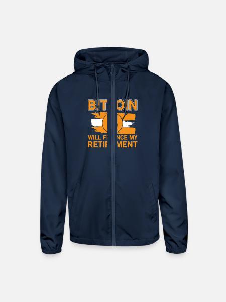 Bitcoin Retirement Crypto Currency - Unisex Lightweight Windbreaker Jacket - navy - Front