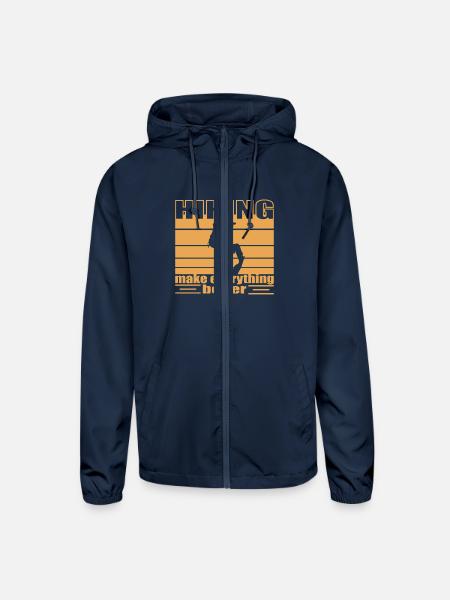 Hiking make everything better Trekking backbacking - Unisex Lightweight Windbreaker Jacket - navy - Front
