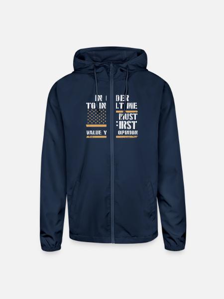 In Order To Insult Me I Must First Value Opinion - Unisex Lightweight Windbreaker Jacket - navy - Front