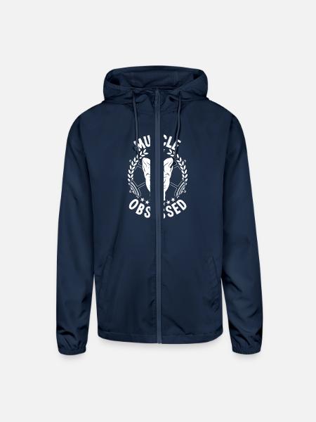 Strongman muscle obsessed gym fitness bodybuilding - Unisex Lightweight Windbreaker Jacket - navy - Front