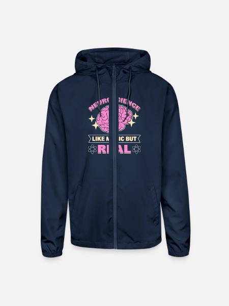 Neuroscience Like Magic But Real Neuroscientist - Unisex Lightweight Windbreaker Jacket - navy - Front