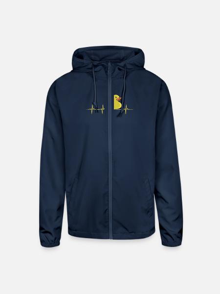 Cute Rubber Duckie Heartbeat - Unisex Lightweight Windbreaker Jacket - navy