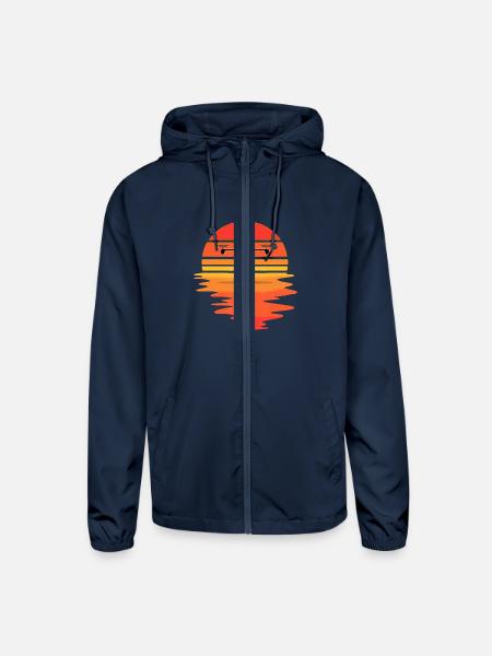 Retro Drone Pilot - Vintage Sunset Aviator Flyings - Unisex Lightweight Windbreaker Jacket - navy - Front