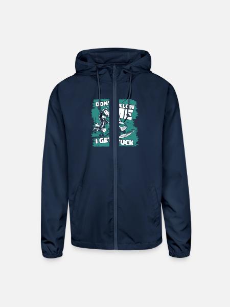 Don't Follow Me I Get Stuck Sledding Racer - Unisex Lightweight Windbreaker Jacket - navy - Front